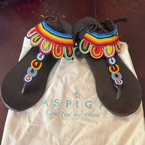 Handmade Women's Beaded Sandals - Multicolor